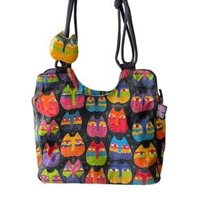 Laurel Burch Cat Face Large Overnight Tote Shoulder Bag